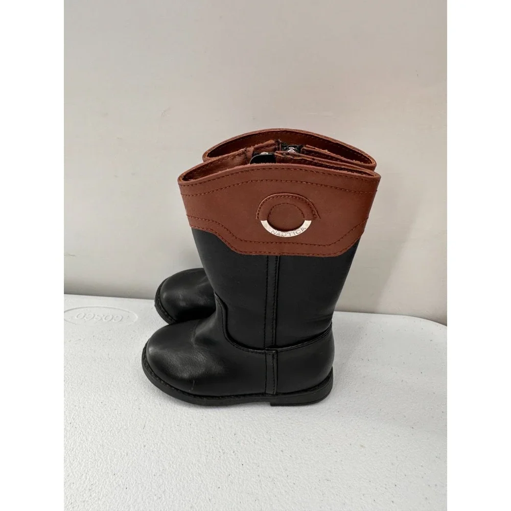 Nautica Kids Size 6 Black Brown Riding‎ Boots Decorative Metallic Ring Western